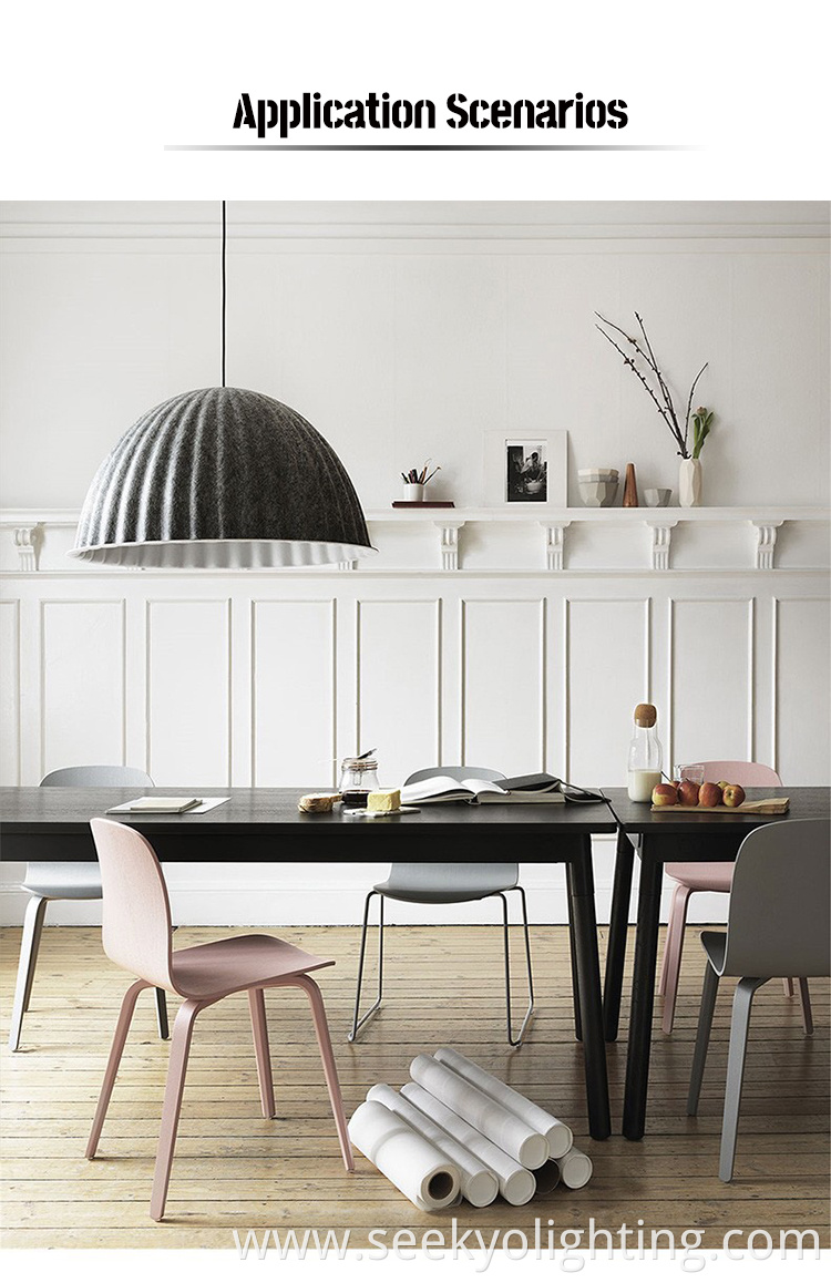The felt material helps to soften the light and create a cozy atmosphere, making it perfect for use in living rooms, dining areas, bedrooms, or even office spaces.